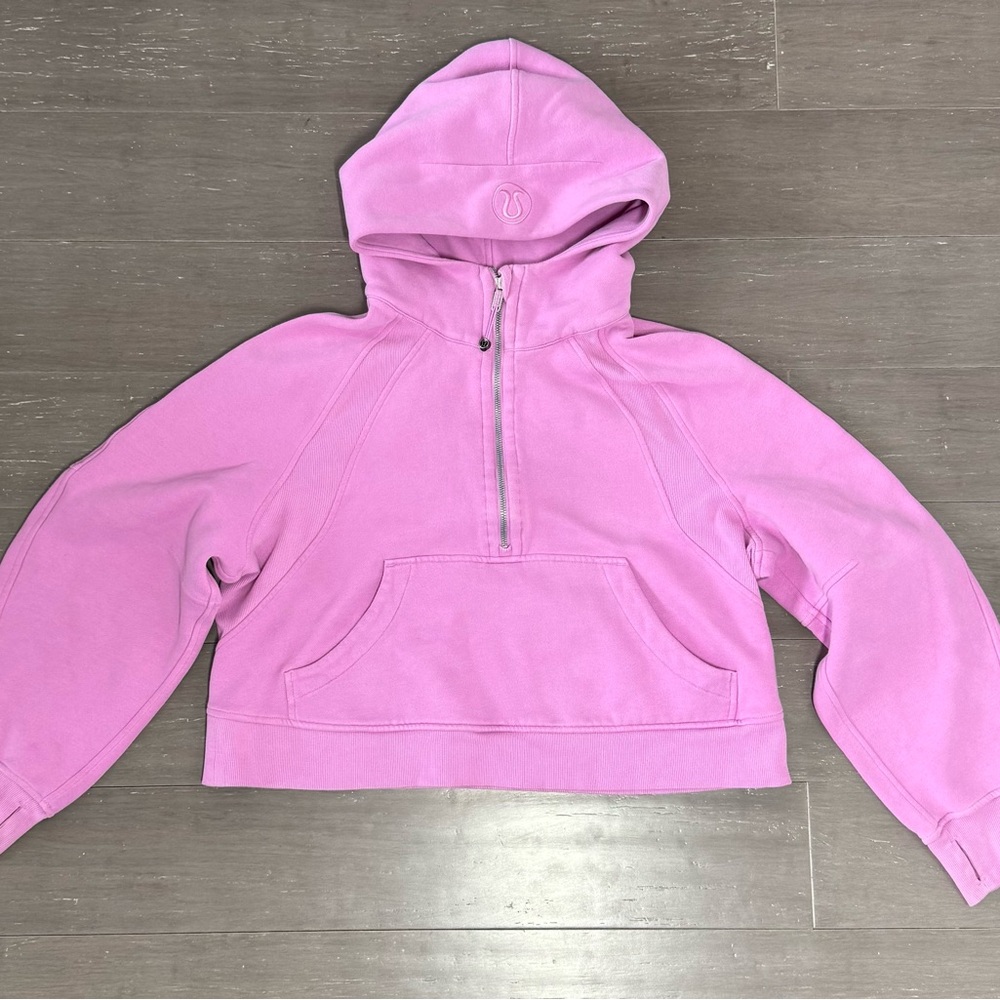 lululemon Cropped Pink 3/4 Zip Hoodie Woman’s SZ M/L workout athletic - Picture 15 of 15